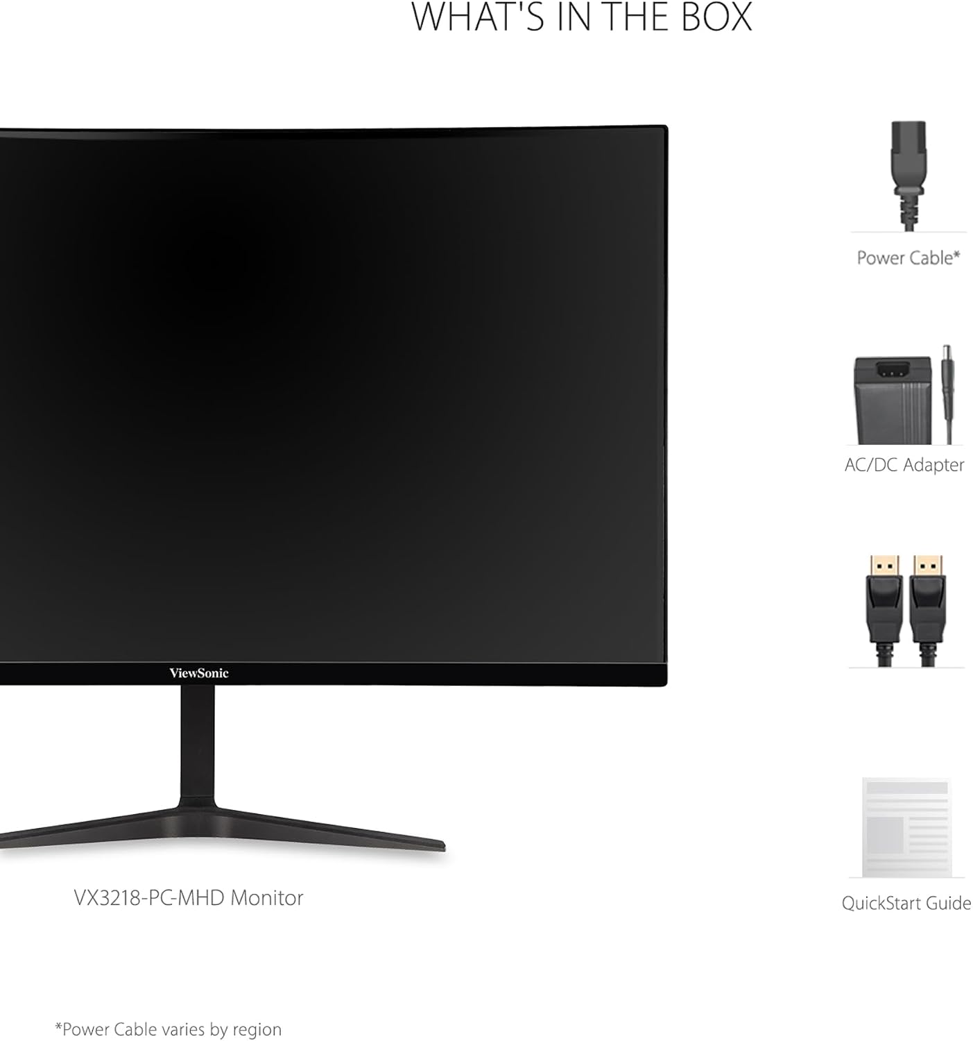 ViewSonic VX3218-PC-MHD 32 Inch Full HD 1080p 165Hz 1ms Curved Gaming Monitor with Adaptive-Sync Eye Care Frameless HDMI and Display Port (Renewed)