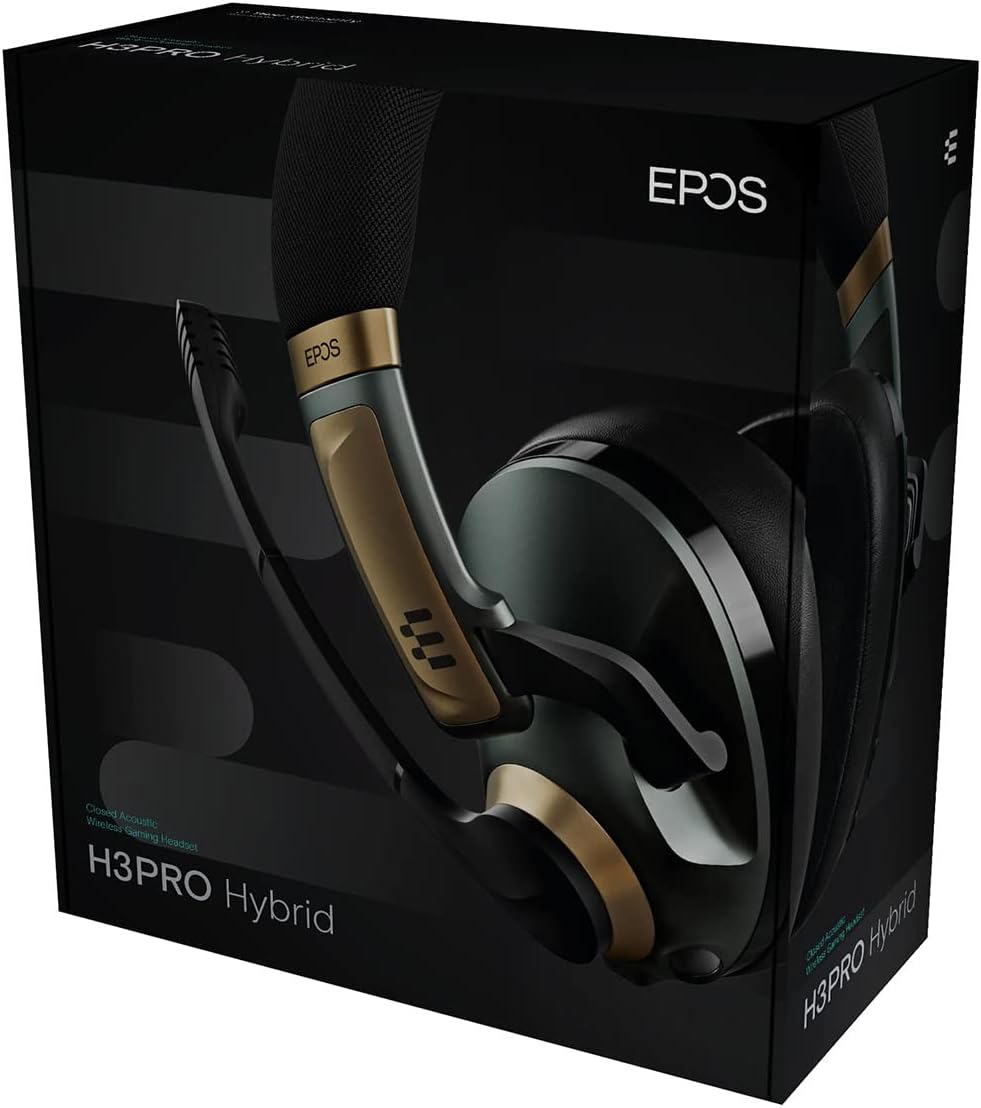 EPOS H3Pro Hybrid Gaming Headset - PC Headphones with Microphone - Noise-Cancellation, Adjustable, Smart Button Audio Mixing, Bluetooth, Gaming Suite, Surround Sound - Racing Green
