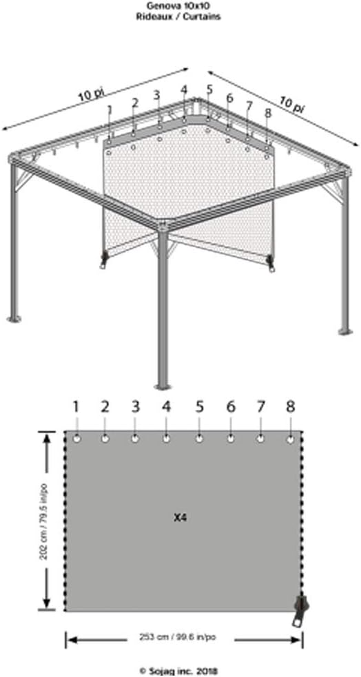 Sojag Accessories Set of 4 10' x 10' Curtains for Genova Outdoor Gazebo, Brown