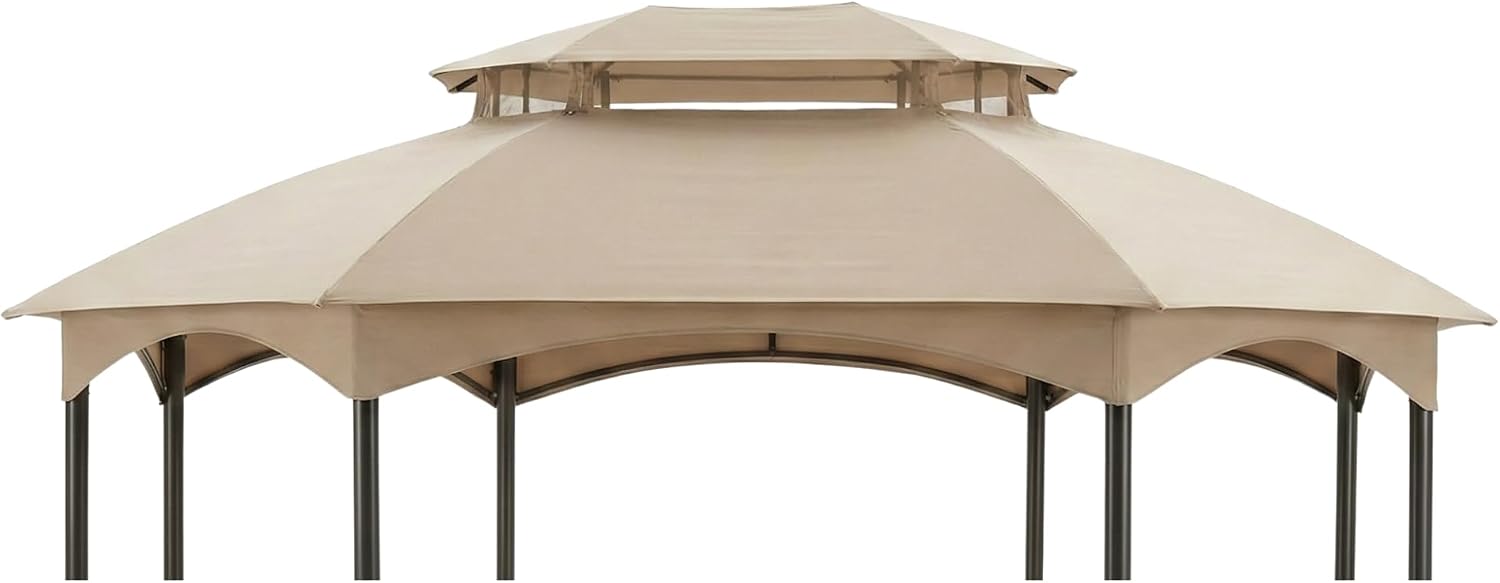 Garden Winds Reinforced RipLock 350 Replacement Canopy Top Cover Compatible with Manhattan 10' x 12' Gazebo Model L-GZ1138PST - Beige