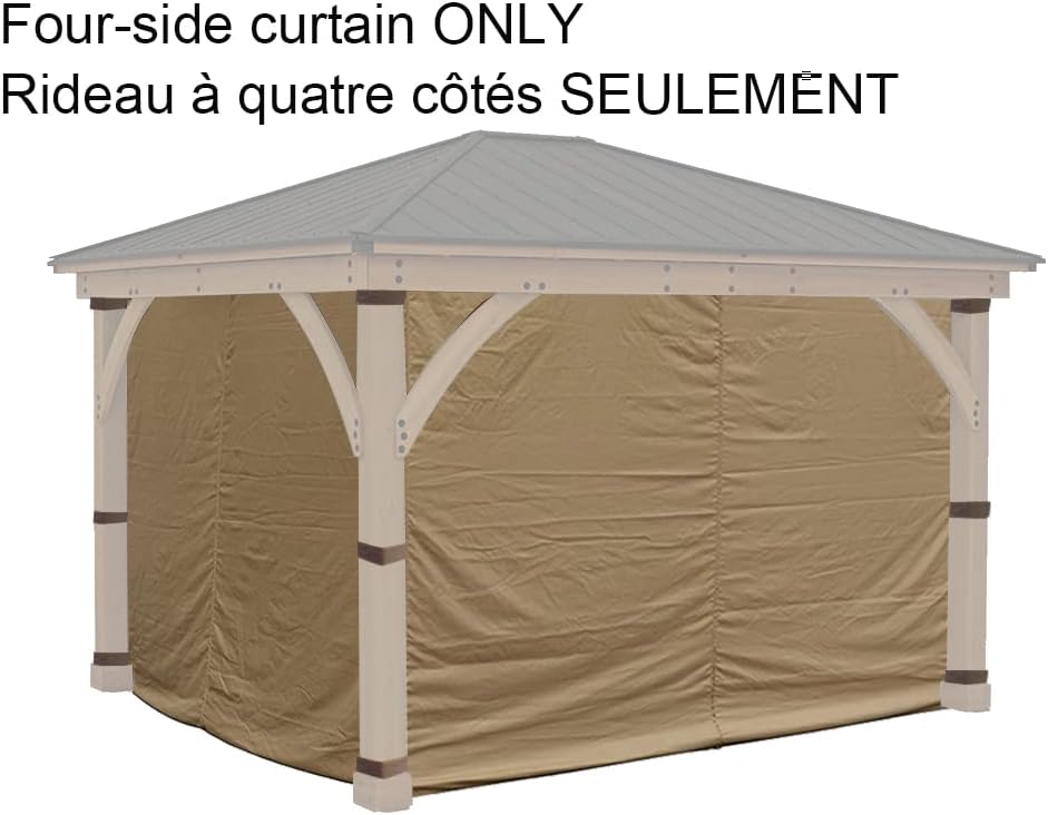 APEX GARDEN Replacement 4-side Curtain for 11 ft. x 13 ft. Meridian Gazebo (Beige)