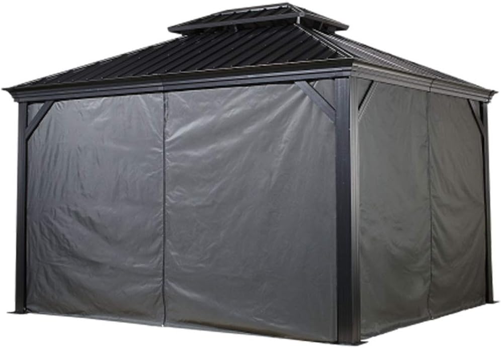 Sojag Accessories Set of 4 12' x 12' Curtains for Monaco/Messina/Mykonos Outdoor Gazebo Models, Curtain only, Mosquito Netting not Included, Grey