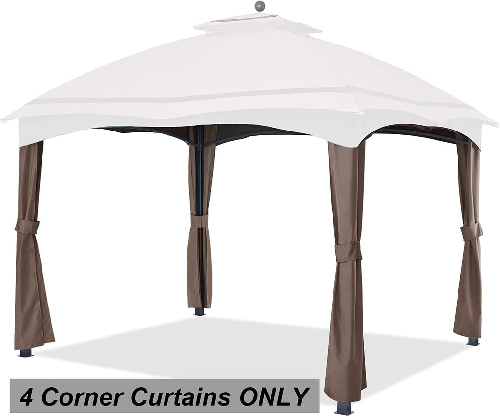 ABCCANOPY Gazebo Replacement Pole Covering Curtains for #GF-12S004B-1, Brown