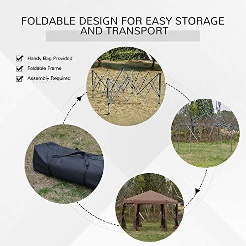Outsunny 13' x 11' Hexagonal Pop Up Gazebo, Heavy Duty Outdoor Canopy Tent with 6 Mesh Sidewall Netting, 3-Level Adjustable Height and Strong Steel Frame, Gray