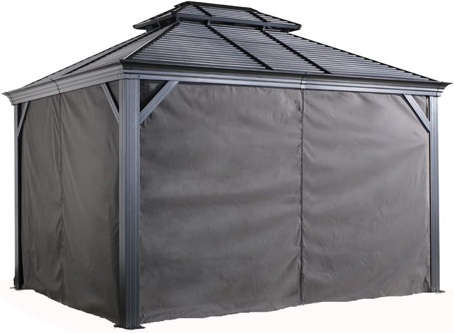 Sojag 135-6158298 Polyester Gazebos Curtains for Messina Hard Top Sun Shelter, 10' x 12' 12'x16', Grey