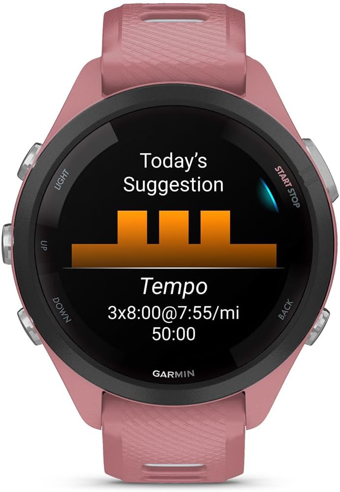 Garmin 010-02810-05 Forerunner 265S GPS Smartwatch Light Pink/Whitestone | Official USA Partner Model | Bundle with Deco Essentials Exclusive 26 Month CPS Enhanced Protection Pack