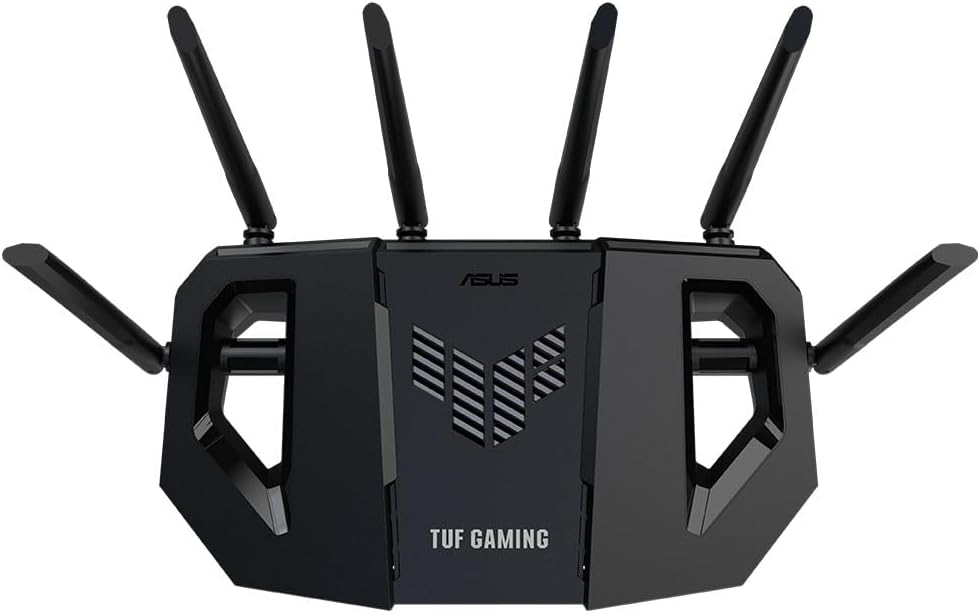 ASUS TUF Gaming BE6500 WiFi 7 Router - Dual-Band, Up to 6.5 Gbps Wireless, Game Accelerator, Multi-Link Operation (MLO), (x4) 2.5GbE Ports, Mesh + VPN Compatible, & Subscription-Free Network Security