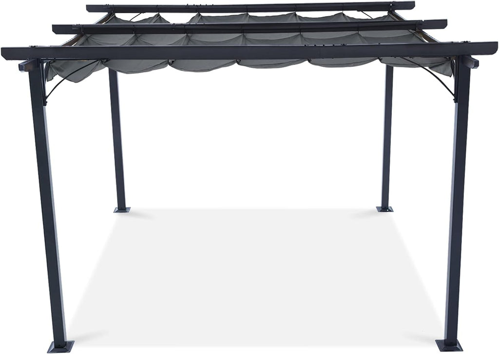 ABCCANOPY Patio Pergola 11x11 - Outdoor Sun Shade Canopy with Retractable Roof for Garden Porch Backyard (Dark Gray)