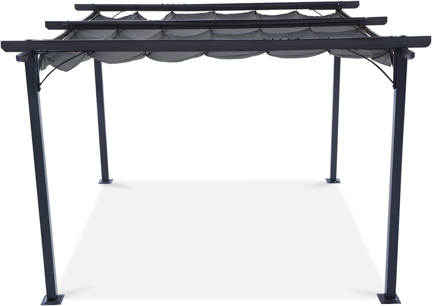 ABCCANOPY Patio Pergola 11x11 - Outdoor Sun Shade Canopy with Retractable Roof for Garden Porch Backyard (Dark Gray)