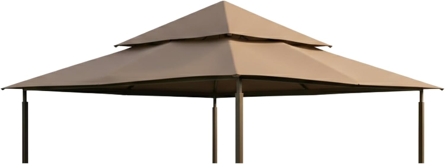 Garden Winds Reinforced RipLock 350 Replacement Canopy Top Cover Compatible with Harbor 12' x 12' Gazebo Models X1250B, GFS01250B, GFS01250A - Nutmeg