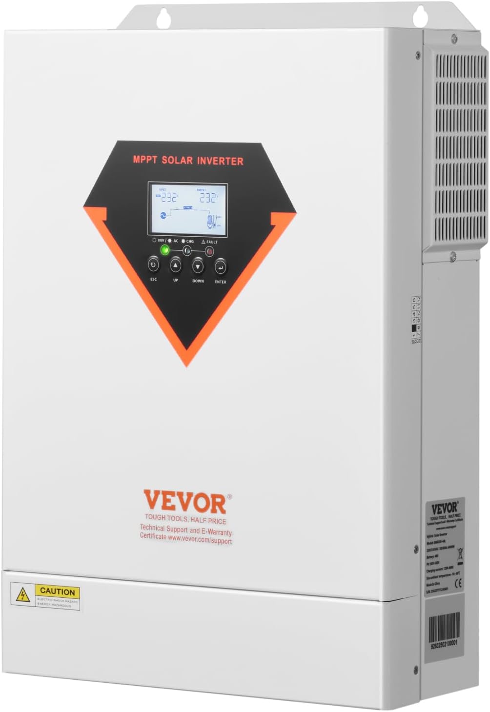 VEVOR Hybrid Solar Inverter, 6000W, Single Phase Pure Sine Wave Power Inverter, 48V DC to 220/230V AC, with Built-in 120A MPPT Solar Charge Controller, for Off-Grid System Lead Acid Lithium Battery