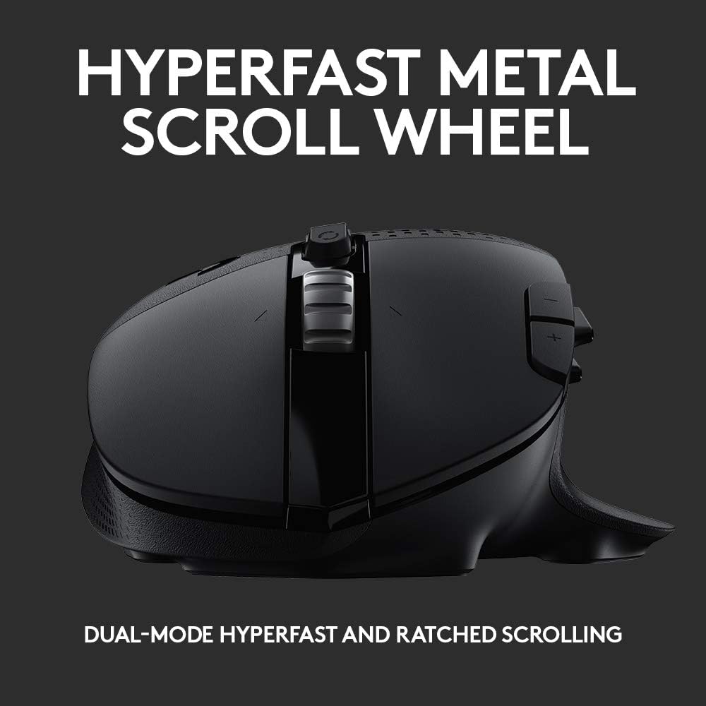 Logitech G604 Lightspeed Wireless Gaming Mouse with 15 programmable Controls, up to 240 Hour Battery Life, Dual Wireless connectivity Modes, Hyper-Fast Scroll Wheel - Black