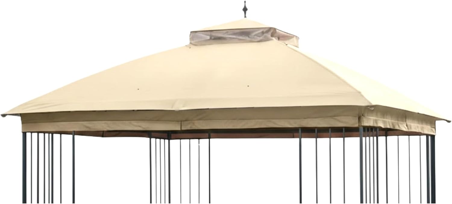 Garden Winds Reinforced Replacement Canopy Top Cover Compatible with The TPGAZ9116A, TPGAZ9116B, TPGAZ9116 Style Selections Stratford 10' x 10' Gazebo - Classic Sand, Riplock 350