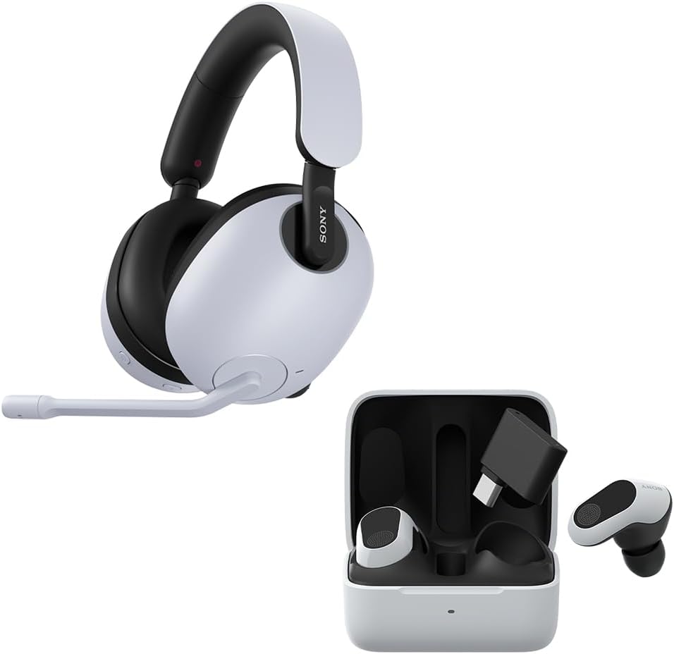 Sony INZONE H9 Wireless Noise Canceling Gaming Headset (White) + Wireless Gaming Earbuds (White)