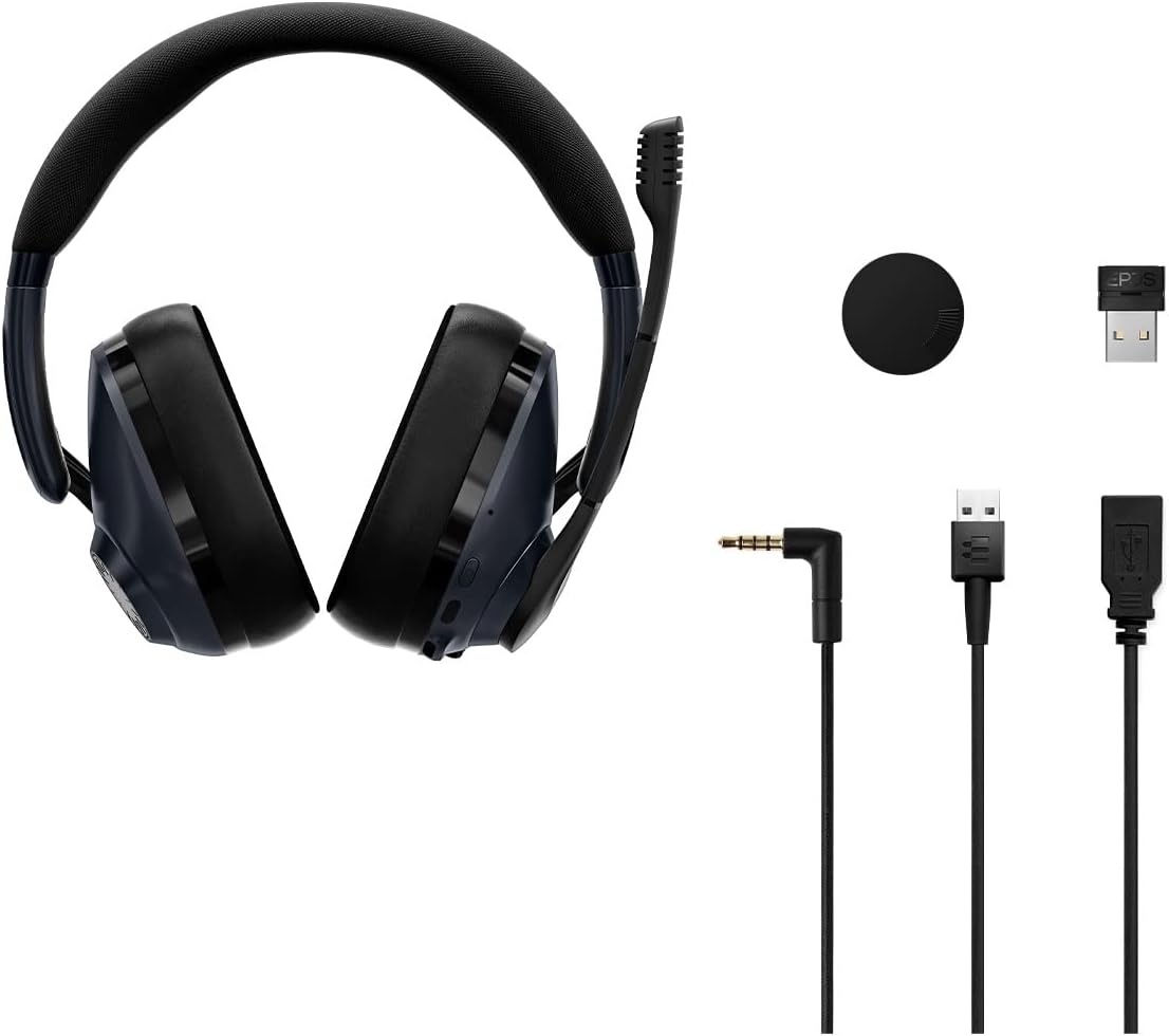 EPOS Gaming H3Pro Hybrid Gaming Headset - PC Headphones with Microphone - Noise-Cancellation, Adjustable, Smart Button Audio Mixing, Bluetooth, Gaming Suite, Surround Sound - Windows 10,Midnight Blue