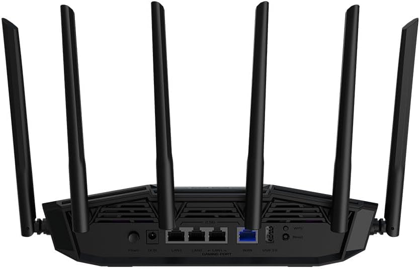ASUS TUF Gaming BE6500 WiFi 7 Router - Dual-Band, Up to 6.5 Gbps Wireless, Game Accelerator, Multi-Link Operation (MLO), (x4) 2.5GbE Ports, Mesh + VPN Compatible, & Subscription-Free Network Security