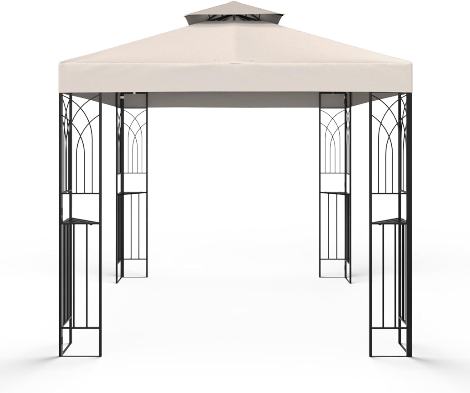 8x8 Outdoor Gazebo for Backyard, Patio Gazebo Tent with Corner Shelves, Beige