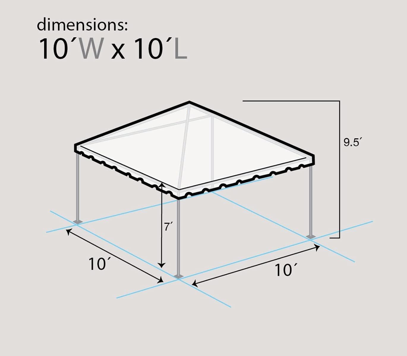 Party Tents Direct 10x10 Heavy-Duty Waterproof Canopy Tent - Steel Frame Outdoor Gazebo for Weddings, Parties & Camping - Blue Vinyl Cover
