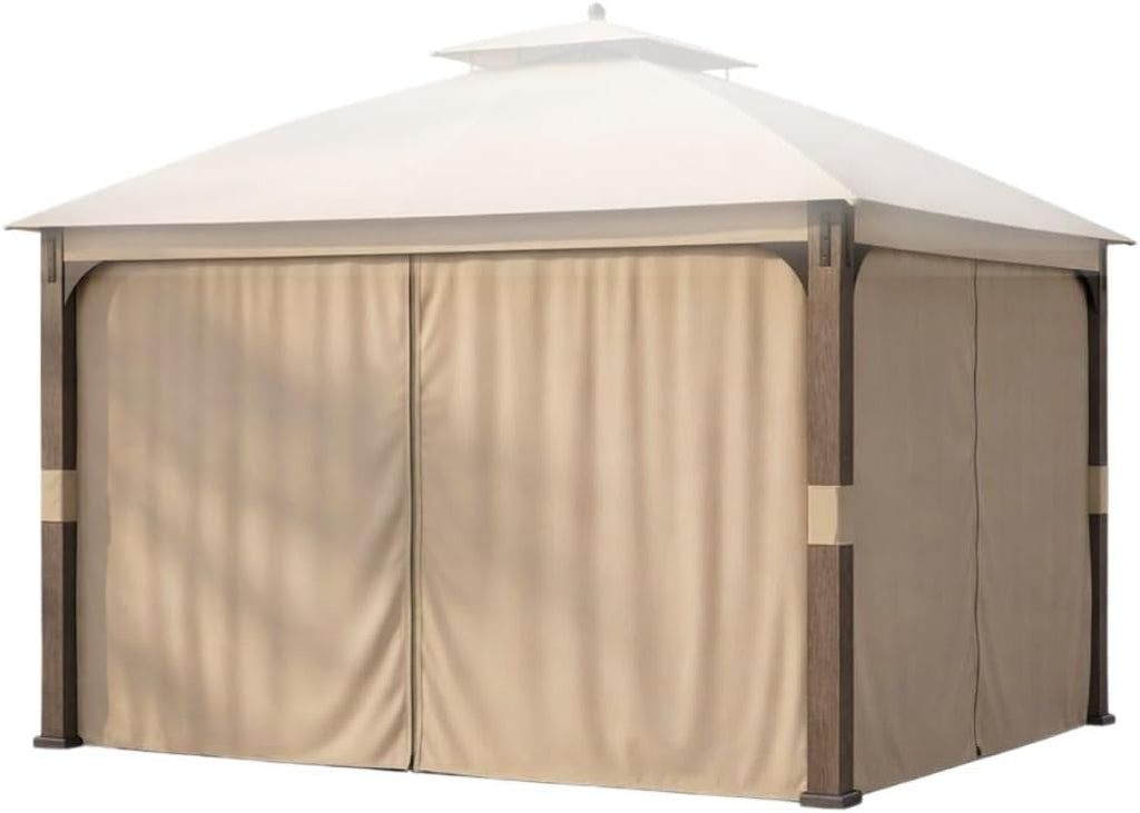 Garden Winds Durable 350 Replacement Privacy Curtain Set Compatible with Shadow Creek 10' x 12' Gazebo Model L-GZ1140PST – Beige