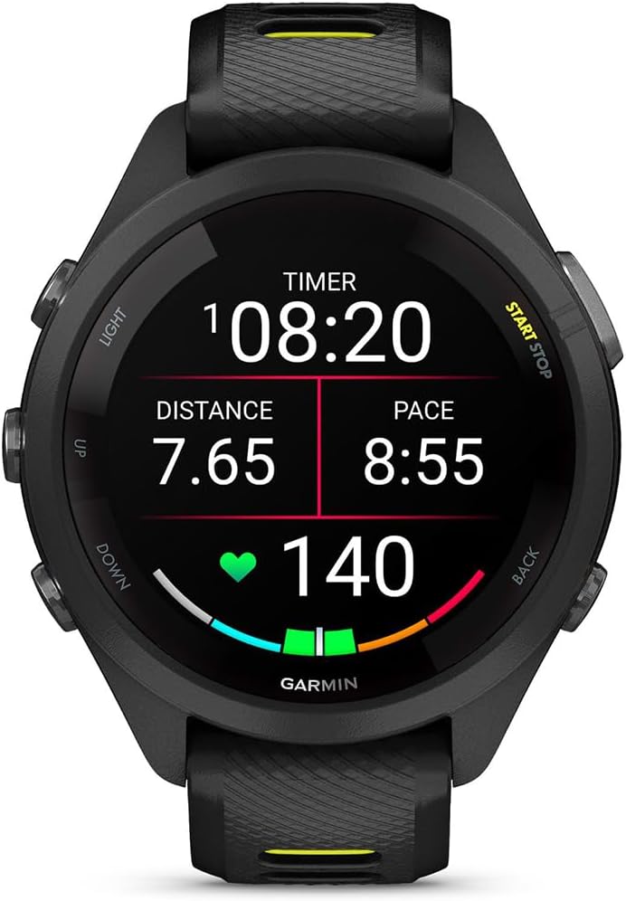 Garmin 010-02810-03 Forerunner 265S GPS Smartwatch Black/Amp Yellow Bundle with Deco Essentials Exclusive 26 Month CPS Enhanced Protection Pack