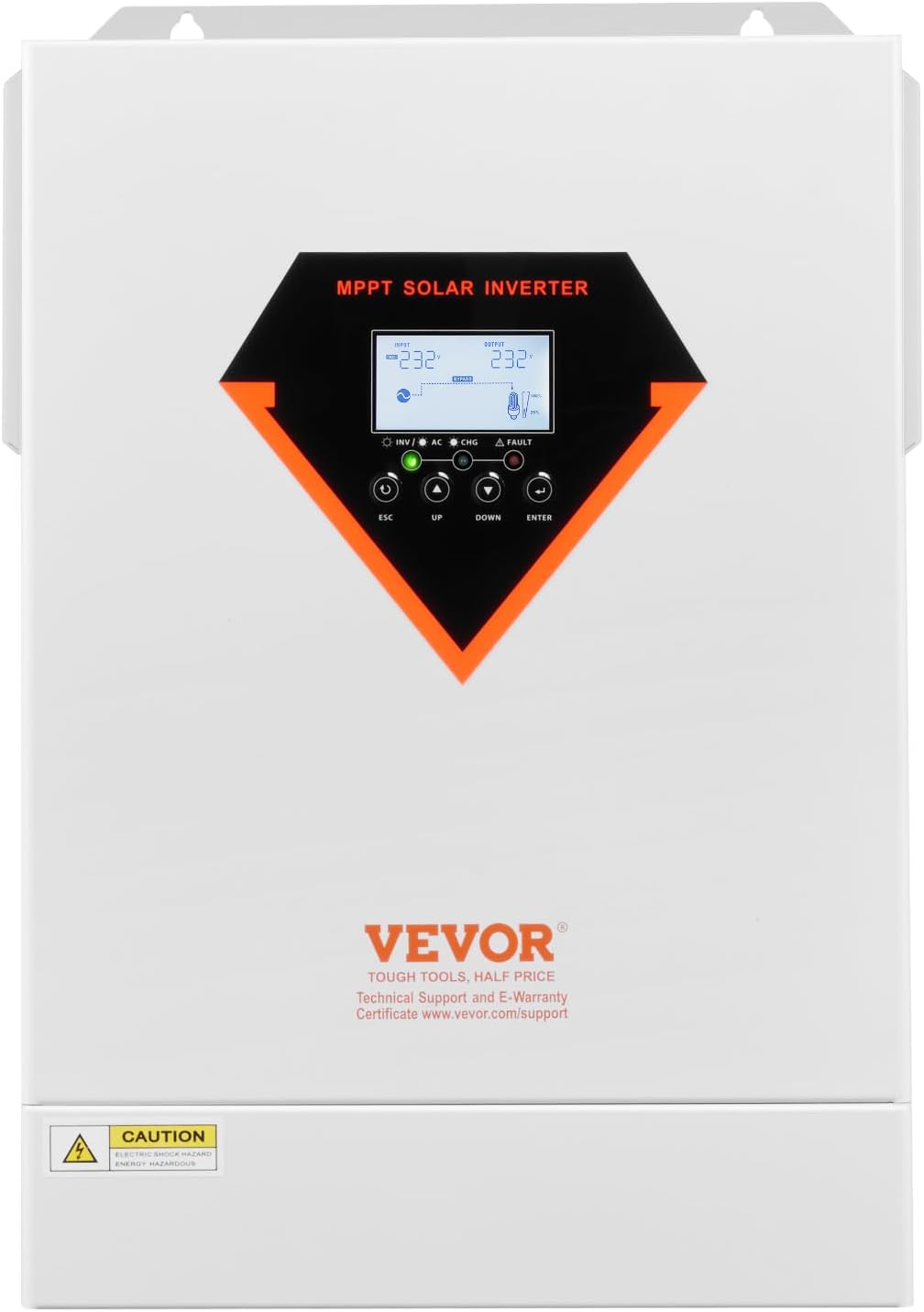 VEVOR Hybrid Solar Inverter, 6000W, Single Phase Pure Sine Wave Power Inverter, 48V DC to 220/230V AC, with Built-in 120A MPPT Solar Charge Controller, for Off-Grid System Lead Acid Lithium Battery