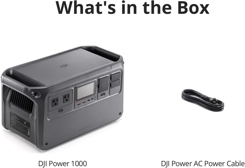 DJI Power 1000 Portable Power Station, 1024Wh LiFePO4 Battery, 2200W (Peak 2600W) AC/140W USB-C Output, 23db Ultra-Silent, Solar Generator For Home Backup, Camping (Solar Panel Optional)