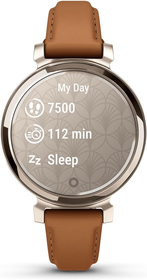 PlayBetter Garmin Lily 2 Classic (Cream Gold/Tan Leather) Women's Fitness Smartwatch Bundle - Ladies Watch with Hidden Display, 5-Day Battery & Garmin Pay - Includes Portable Charger
