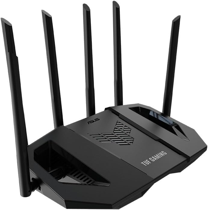 ASUS TUF Gaming BE6500 WiFi 7 Router - Dual-Band, Up to 6.5 Gbps Wireless, Game Accelerator, Multi-Link Operation (MLO), (x4) 2.5GbE Ports, Mesh + VPN Compatible, & Subscription-Free Network Security