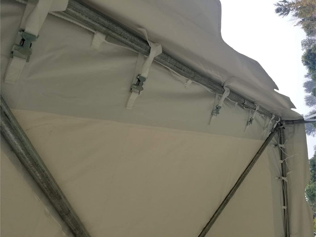 Party Tents Direct 10x10 Heavy-Duty Waterproof Canopy Tent, White Vinyl Commercial Frame Tent with Galvanized Steel Poles, Outdoor Gazebo Pavilion for Weddings Parties Events Camping and Trade Shows