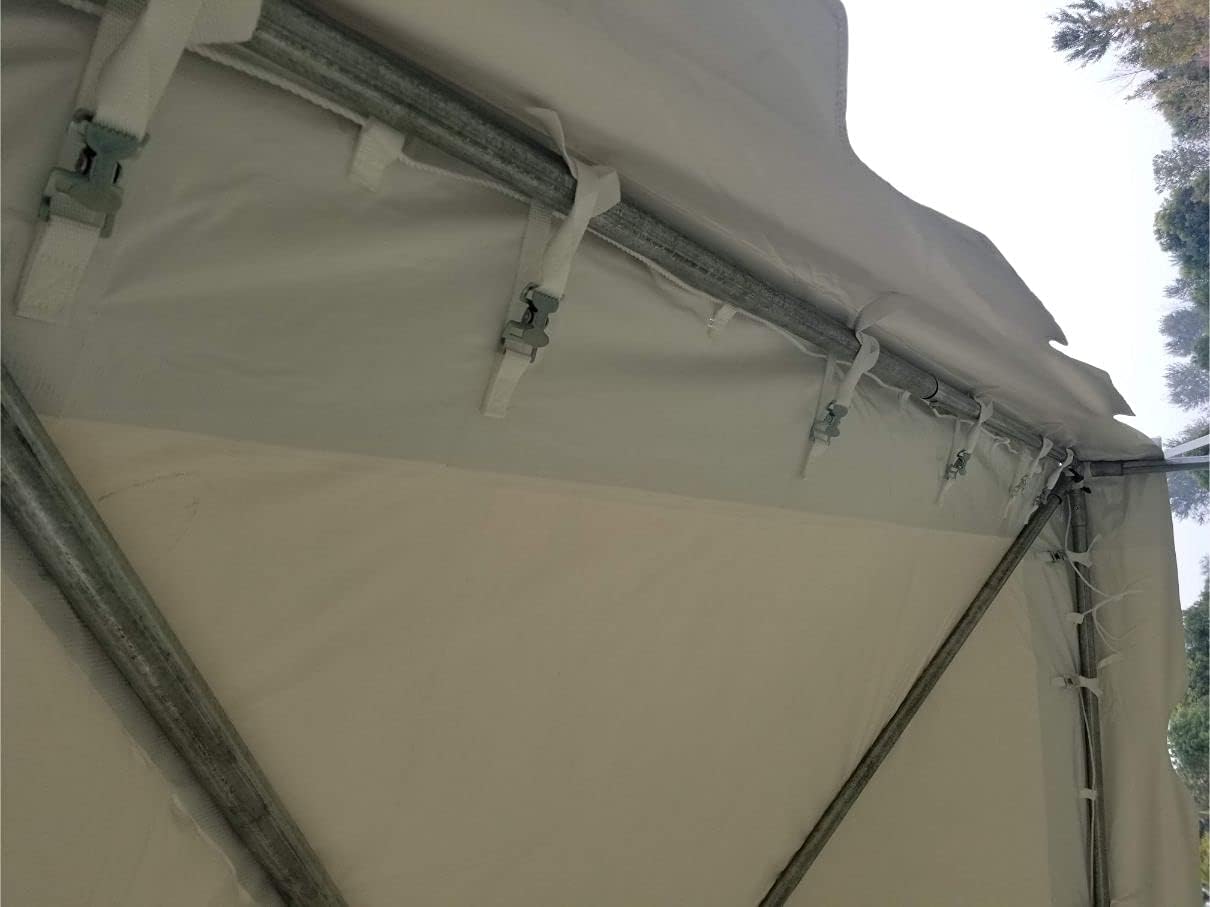 Party Tents Direct 10x10 Heavy-Duty Waterproof Canopy Tent, White Vinyl Commercial Frame Tent with Galvanized Steel Poles, Outdoor Gazebo Pavilion for Weddings Parties Events Camping and Trade Shows