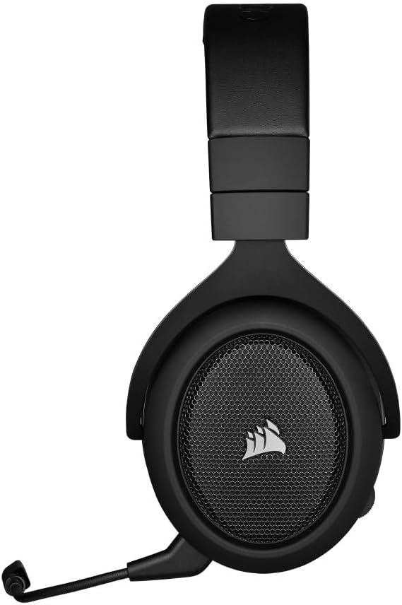Corsair HS70 PRO Wireless Gaming Headset – 7.1 Surround Sound – Detachable Uni-Directional Microphone – Up to 40ft Range – iCUE Compatible – PC, Mac, PS5, PS4 – Carbon
