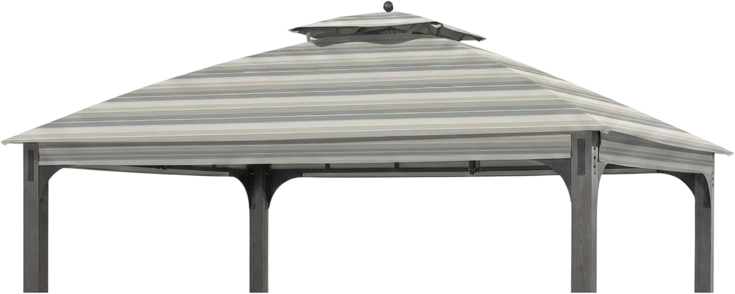 Garden Winds Durable 350 Replacement Canopy Top Compatible with Shadow Creek 10' x 12' Gazebo Model L-GZ1140PST - Stripe Stone