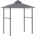 Outsunny 8' x 5' Grill Gazebo with 2 Side Shelves, Outdoor BBQ Gazebo with Double Roof, Steel Grill Tent Canopy for Patio Yard Garden, Gray