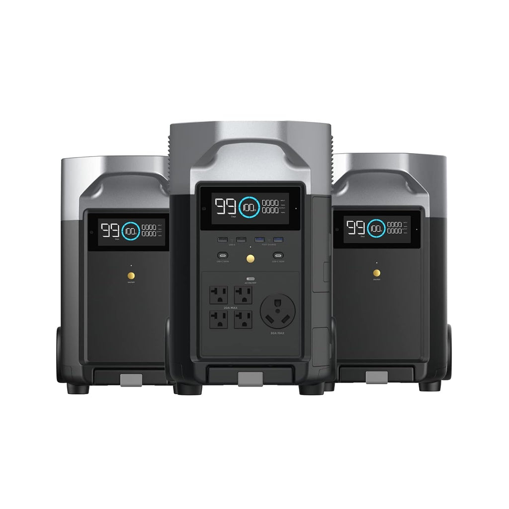 EF ECOFLOW 10.8kWh Portable Power Station: DELTA Pro with 2 Extra Battery, 120V Lifepo4 Battery Backup with Expandable Capacity, Solar Generator for Home Use, Power Outage, Camping, RV, Emergencies