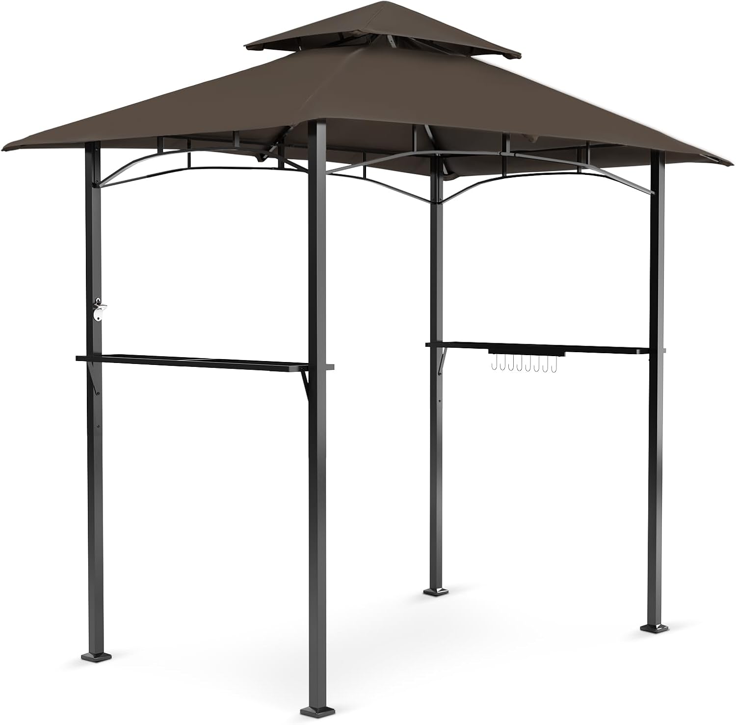 Crownland Outdoor Grill Gazebo Double Soft Top BBQ Canopy for Outdoor Barbeque Grill Tent for Patio, Garden, and Backyard(Dark Brown)