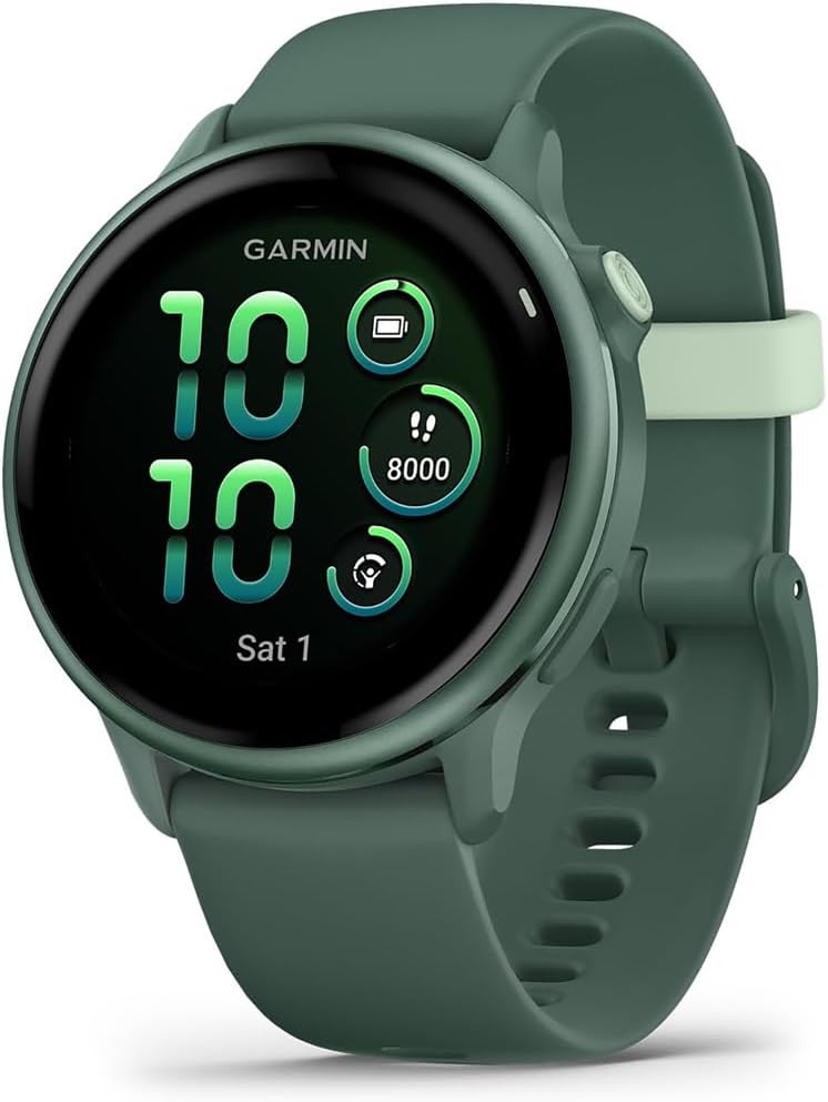 Garmin 010-02985-02 VIVOACTIVE 6 Health & Fitness GPS Smartwatch, Jasper Green with Silicone Band Bundle with 2 YR CPS Enhanced Protection Pack, Silicone Dust Covers & 2-Pack Screen Protector