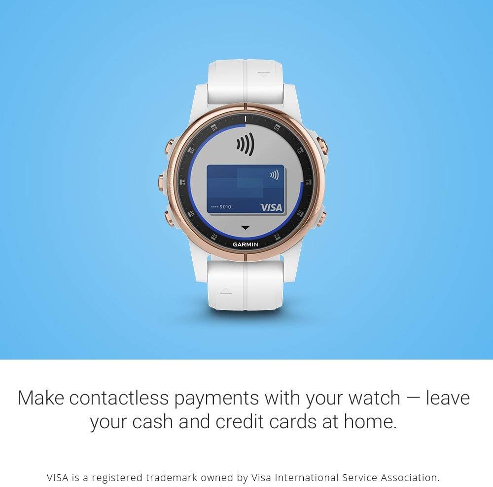 Garmin Fenix 5s Plus, Smaller-Sized Multisport GPS Smartwatch, Features Color TOPO Maps, Heart Rate Monitoring, Music and Garmin Pay, White/Rose Gold (Renewed)