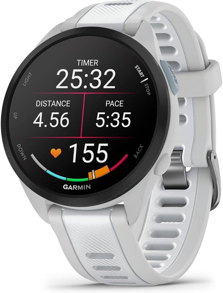 Garmin 010-02863-31 Forerunner 165 Music Smart Sport Watch, Mist Gray + Whitestone | Official USA Partner Model | Bundle with Deco Essentials 2-Pack Screen Protector + Fitness & Wellness Suite