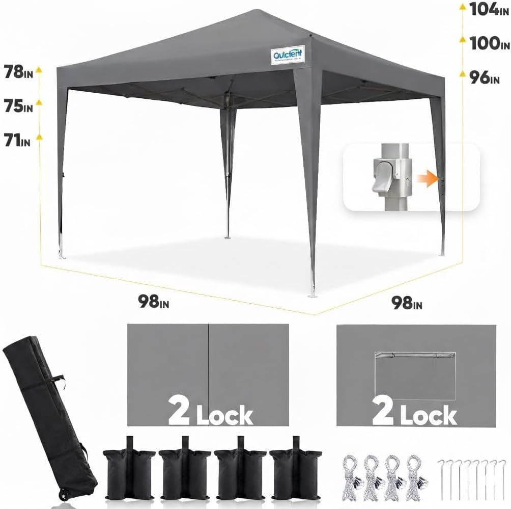 Quictent Privacy 8x8 Pop up Canopy Tent with Sidewalls and Roll-up Ventilated Windows, One Person Easy Setup, Outdoor Commercial Gazebo Shelter Enclosed Waterproof, Bonus 4 Sandbags