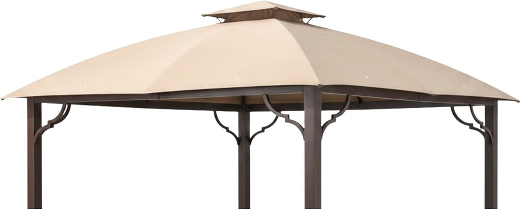 Garden Winds Reinforced Replacement Canopy Top Cover Compatible with The A111016100, A101010200 Berkley Jensen 10' x 12' Gazebo - Classic Sand, Riplock 350