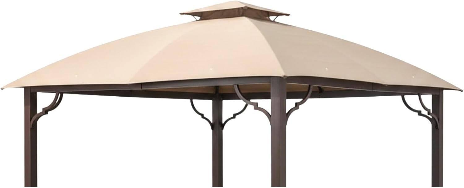Garden Winds Reinforced Replacement Canopy Top Cover Compatible with The A111016100, A101010200 Berkley Jensen 10' x 12' Gazebo - Classic Sand, Riplock 350