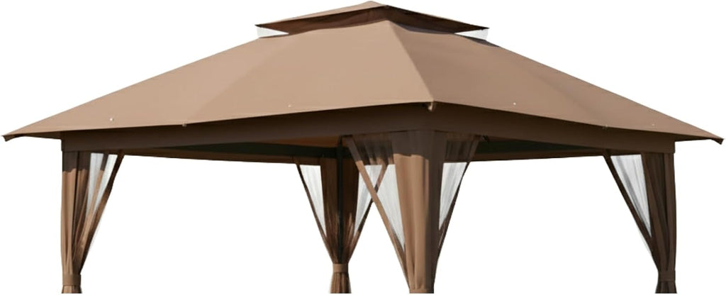 Garden Winds Reinforced RipLock 350 Replacement Canopy Top Cover Compatible with Crown Shades 13' X 13' Pop Up Gazebo Models CA169M, CS-CA169M - Nutmeg
