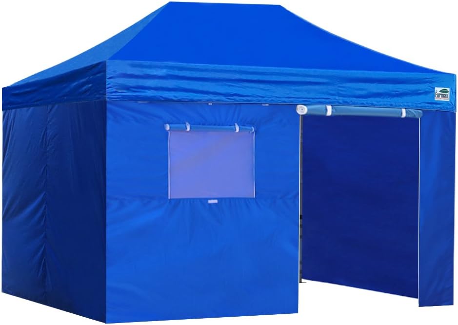 Eurmax USA Professional Pop up Canopy Wedding Party Tent Instant Outdoor Gazebo with Side Walls Aluminum Frame Commercial Grade Bonus Roller Bag(Blue)