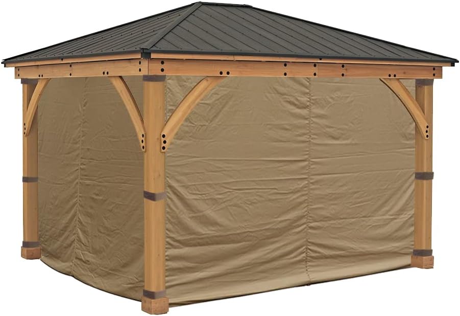 APEX GARDEN Replacement 4-side Curtain for 11 ft. x 13 ft. Meridian Gazebo (Beige)