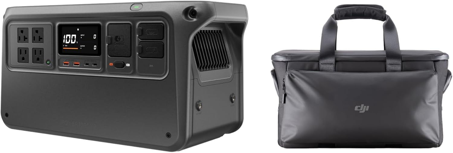 DJI Power 1000 V2 Portable Power Station with Protective Storage Bag, 1024Wh LFP Battery, Compact Size, 2600W Stable Output, 0-80% Recharge in 37 Mins, Electric Generator for Home, Camping, Off-Grid