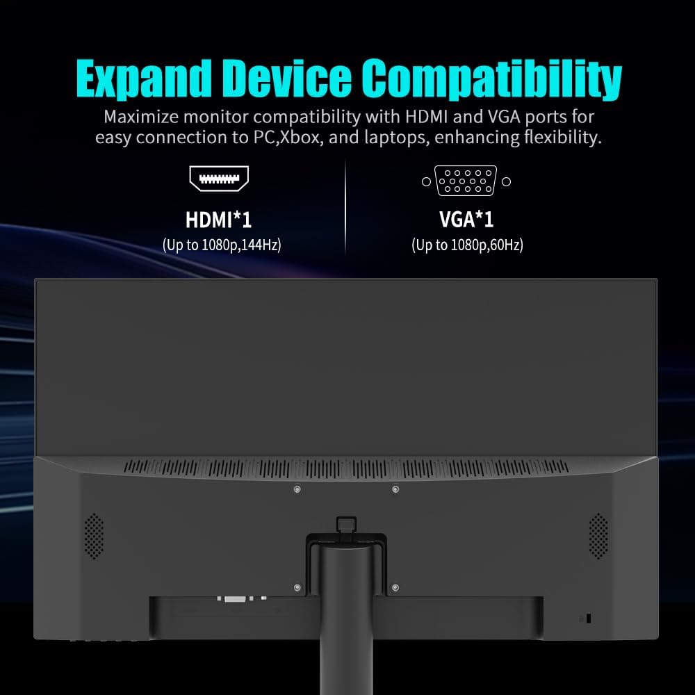 Viewedge Gaming Monitor 24 Inch FHD 144hz, IPS 1ms 1080p Computer Monitor with 110% sRGB, Bluelight Filter, HDMI & VGA Port, Support Wall Mount
