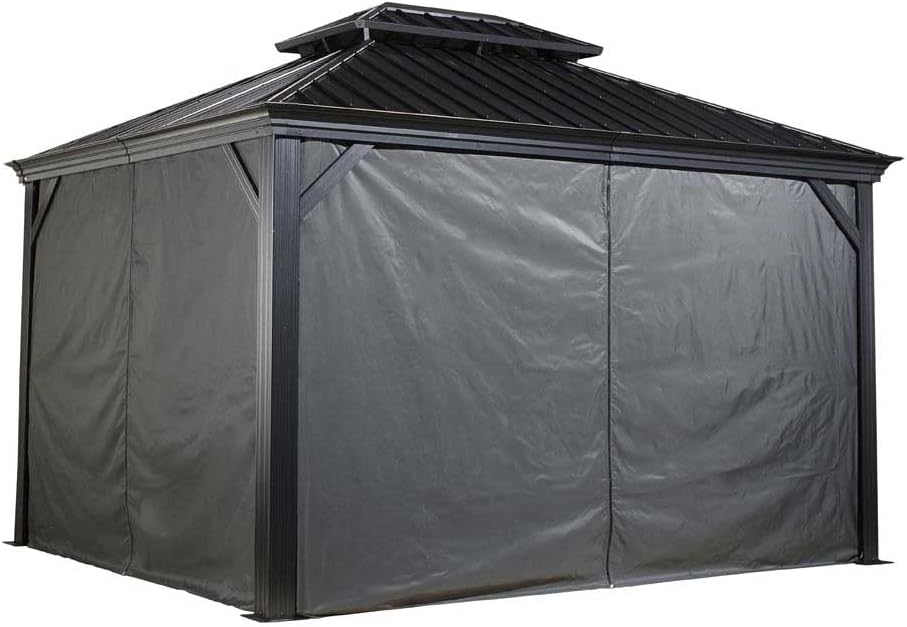 Sojag 135-9163810 10' x 12' Curtains for Monaco/Messina/Mykonos Outdoor Gazebo Models, Grey