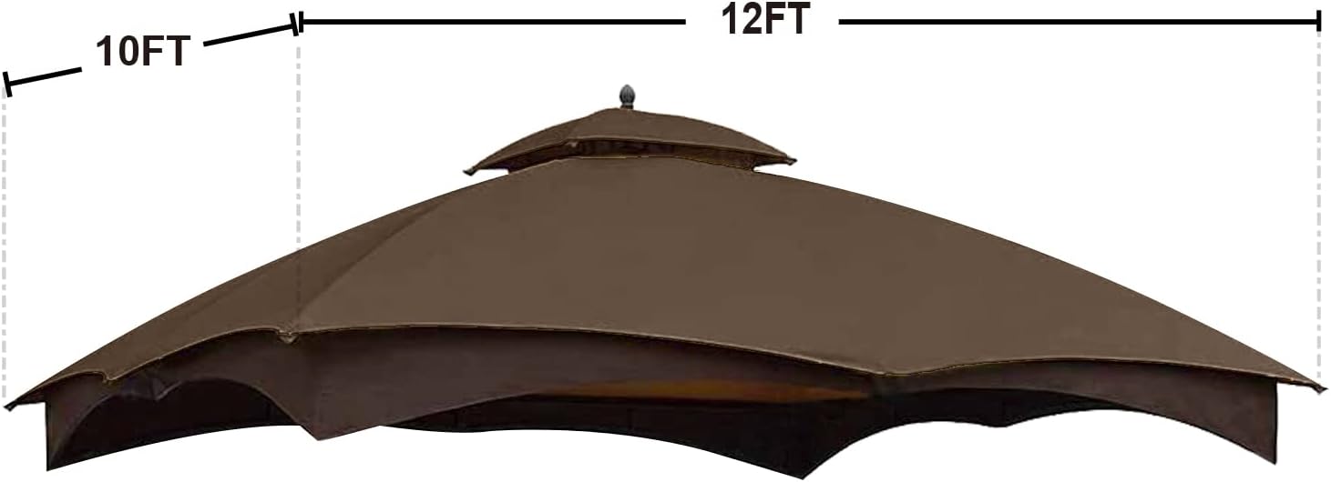 ABCCANOPY Gazebo Replacement Canopy Top for Lowe's Allen Roth #GF-12S004B-1,Brown
