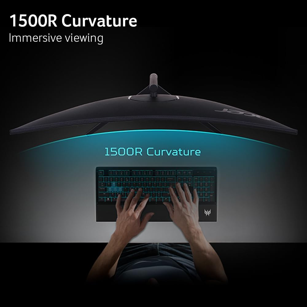 Acer EI322QUR Pbmiippx 31.5' 1500R Curved WQHD 2560 x 1440 Gaming Monitor | AMD FreeSync Premium Pro | Up to 165Hz Refresh Rate | 1ms VRB | VESA DisplayHDR 400 | 2 x Display Ports & 2 x HDMI 2.0 Ports