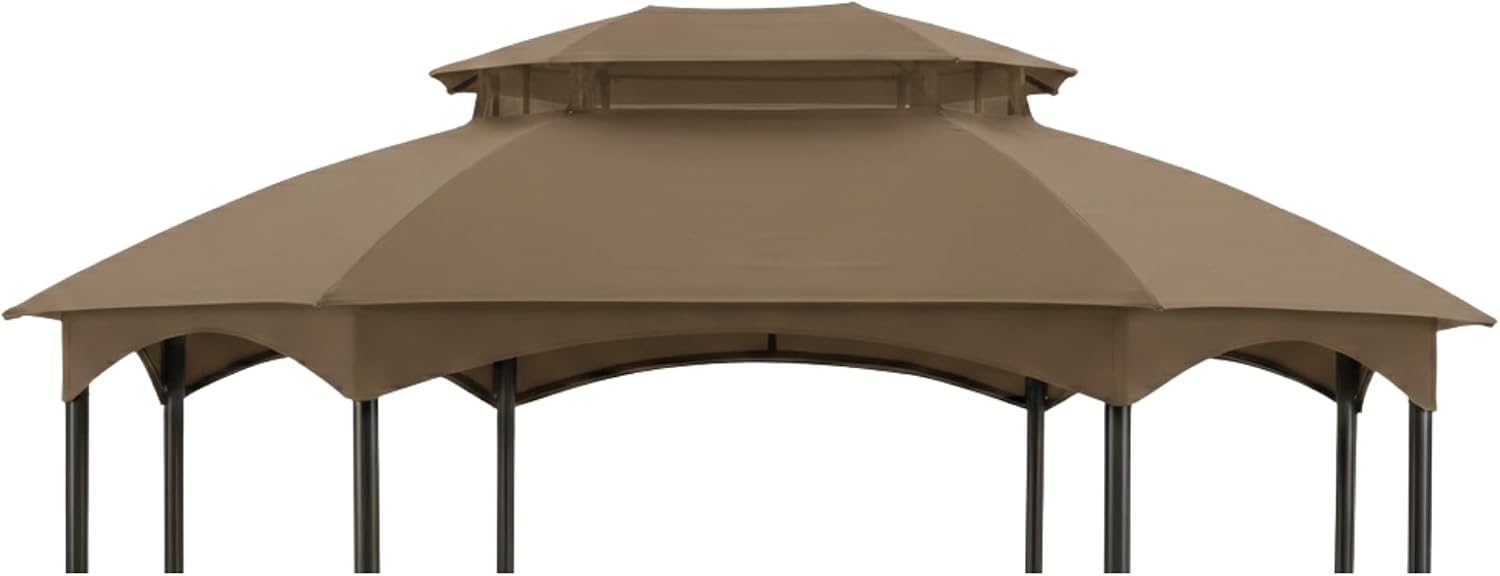 Garden Winds Reinforced RipLock 350 Replacement Canopy Top Cover Compatible with Manhattan 10' x 12' Gazebo Model L-GZ1138PST - Nutmeg